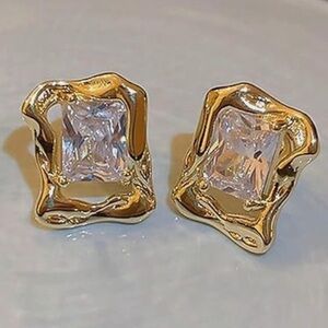 Rhinestone and Gold Earrings